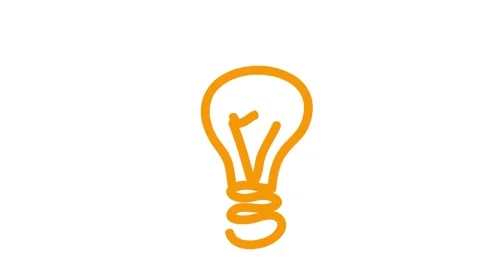 Orange light bulb drawn white Stock Footage 248306094