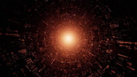 Orange Light Dark Sci Fi Tunnel Loop Stock Footage 202237600