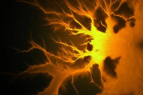 Orange light energy explosion with lightning Stock Illustration