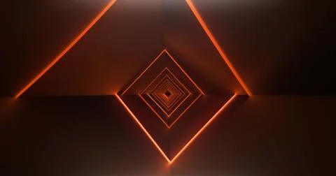 Orange light lines forming geometric shapes on dark background Stock Illustration