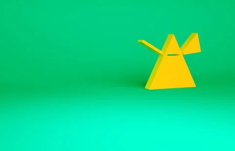 Orange Light rays in prism icon isolated on green background. Ray rainbow spe Stock Illustration