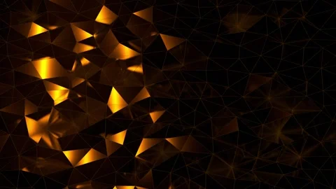 Orange light transition on low poly dark metallic wiggly surface Stock Footage 320619814