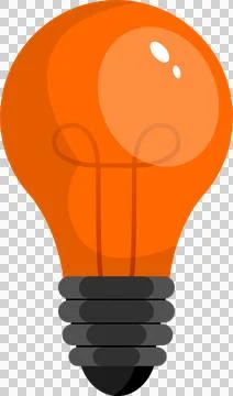 Orange lightbulb glowing. Represents ideas, innovation, illumination and en.. Stock Illustration