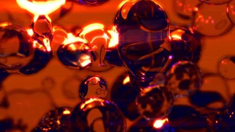 Orange lighting limpid liquid bulbs on black background - abstract 3D rendering 스톡 일러스트