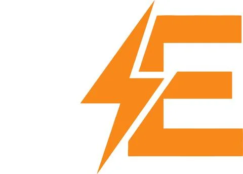 Orange lightning bolt abstract letter E logo concept, energy, power, electr.. イラスト素材