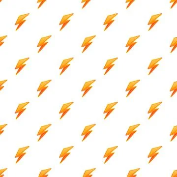Orange lightning bolt seamless pattern background creating energy Stock Illustration