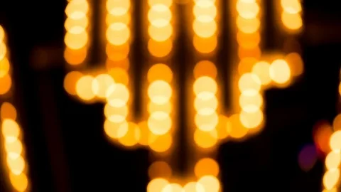 Orange Lights Bokeh Defocused Flicker Medium Video stock 79537361