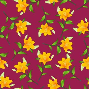 Orange Lily on Violet Red Background Stock Illustration