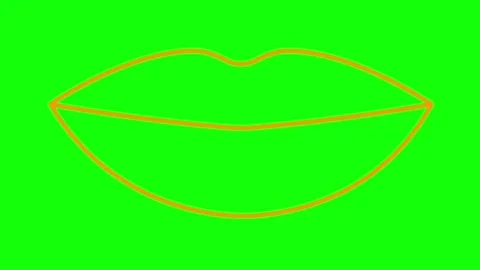 Orange line lips green Stock Footage 256795750