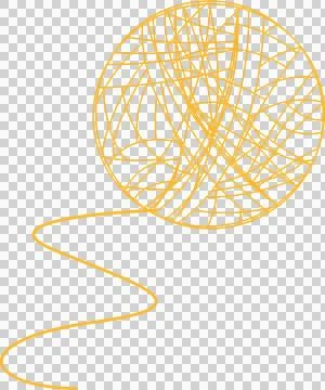 Orange line is looping into tangled yarn ball in flat vector design, transparent Illustrazione stock