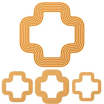 Orange line plus logo design set Stock Illustration