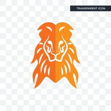Orange lion vector icon isolated on transparent background, orange lion logo  Stock Illustration