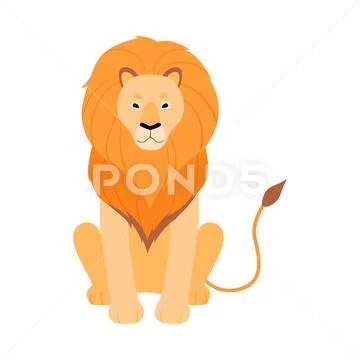 Orange lion. Vector illustration on a white background. Stock Illustration