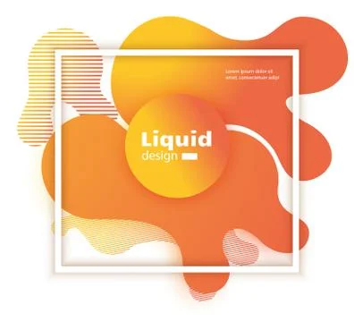 Orange liquid abstract background in white square with shadow Stock Illustration