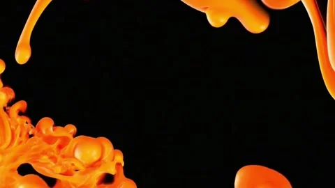 Orange liquid animation forming bubble granules on a black background Stock Footage 280721669