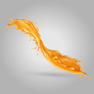 Orange liquid splash on a gray background Stock Illustration