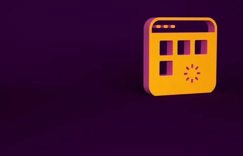 Orange Loading a data window with a progress bar icon isolated on purple back 库存插图
