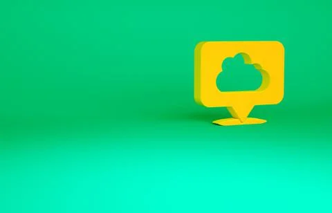 Orange Location cloud icon isolated on green background. Minimalism concept.  Stock Illustration