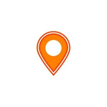 Orange Location Marker Map Pin Icon Isolated Ilustração Stock