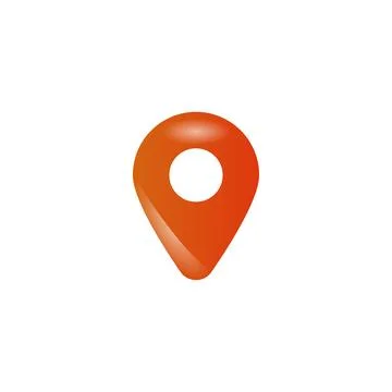 Orange Location Pin Icon Map Pointer Marker Isolated on White 库存插图