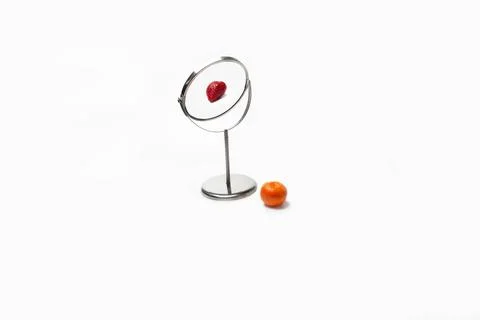 Orange looking at the mirror. Stock Photos