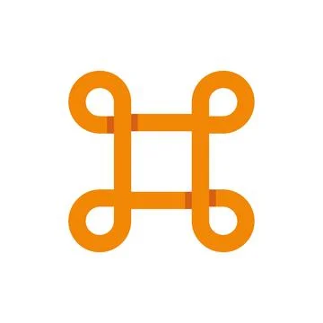 Orange looped square creating abstract geometric symbol icon Stock Illustration