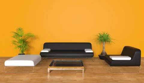 Orange Lounge Room 스톡 일러스트