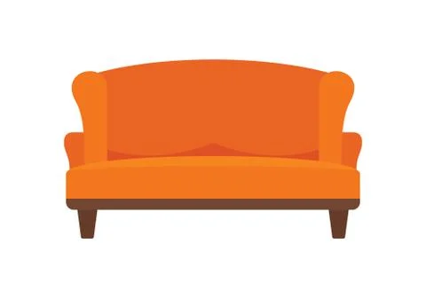 Orange lounge sofa icon in flat style Stock Illustration