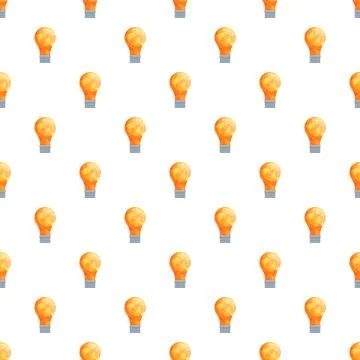 Orange low poly light bulbs repeating pattern Stock Illustration