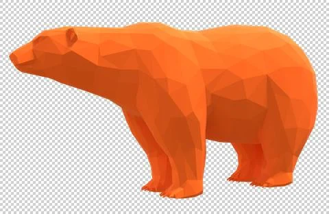 Orange low poly polar bear on a transparent background. Stock Illustration