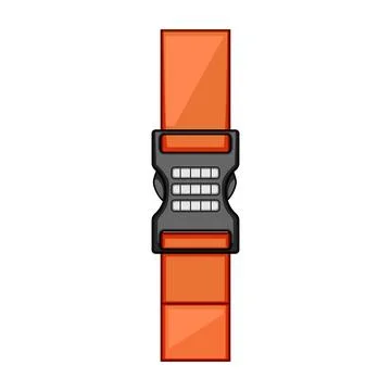 Orange luggage strap securing baggage with combination lock Stock Illustration