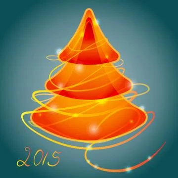 Orange luminous christmas tree Stock Illustration