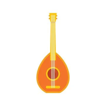 Orange lute string instrument standing up illustration Stock Illustration