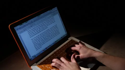 Orange Mac laptop jib up 6 Stock Footage 47482742