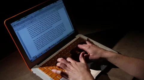 Orange Mac laptop jib down 5 Stock Footage 47483900