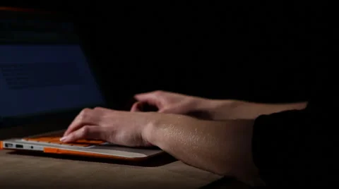 Orange mac laptop jib out 2 Stock Footage 47480953