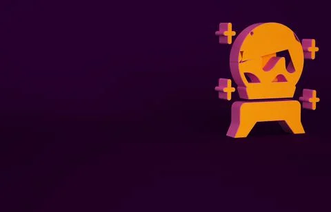 Orange Magic ball icon isolated on purple background. Fortune teller. Crystal Stockillustratie