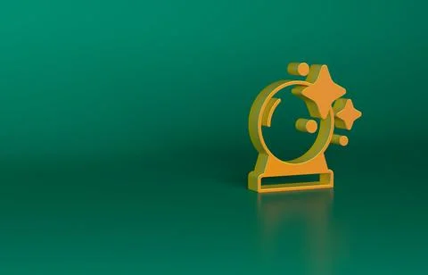 Orange Magic ball icon isolated on green background. Crystal ball. Minimalism Stock Illustration