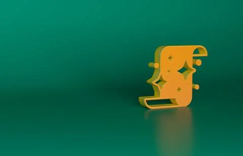 Orange Magic scroll icon isolated on green background. Decree, paper, parchment Ilustração Stock