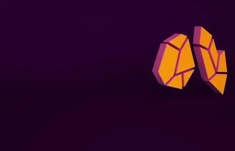 Orange Magic stone icon isolated on purple background. Fantasy crystal. Jewelry Stock Illustration