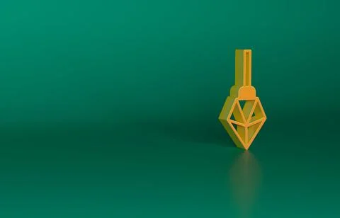 Orange Magic stone icon isolated on green background. Fantasy crystal. Jewelry Illustrazione stock