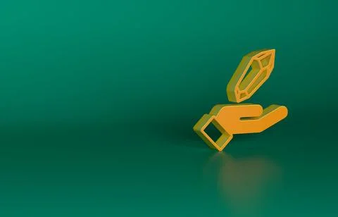 Orange Magic stone icon isolated on green background. Fantasy crystal. Jewelry Illustrazione stock