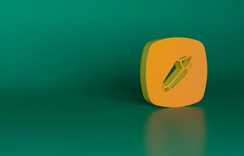 Orange Magic stone icon isolated on green background. Fantasy crystal. Jewelry Stock Illustration