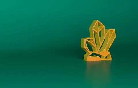 Orange Magic stone icon isolated on green background. Fantasy crystal. Jewelry Illustrazione stock