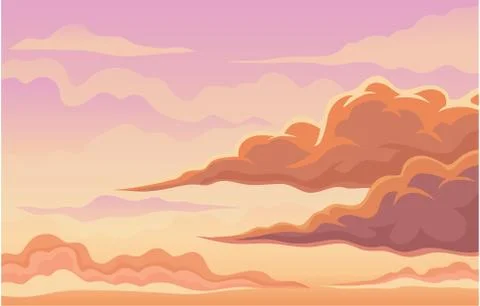 Orange magnificent clouds on the sky. Vector illustration. Illustrazione stock