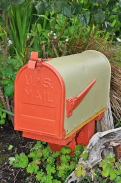 Orange mailbox Stock Photos