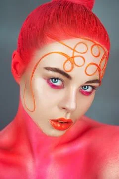 Orange makeup Stock Photos