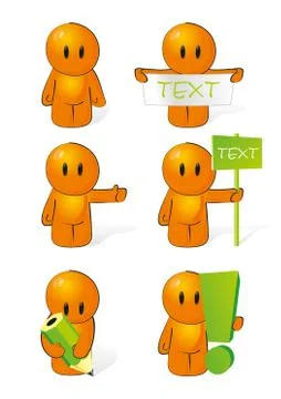 Orange man performs actions Stock Illustration