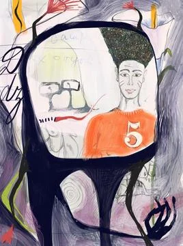 Orange man on the screen Stock Illustration