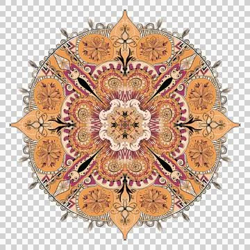Orange mandala on a transparent background 스톡 일러스트